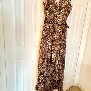 Animal print long dress sleeveless